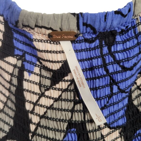 Free People Size L Dress Louise Off Shoulder Mini Floral Smocked Mini Flutter - Picture 7 of 11